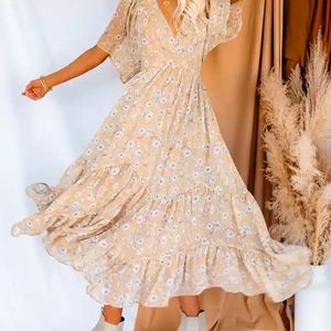 CLARITY POCKETED FLORAL TIERED MAXI DRESS